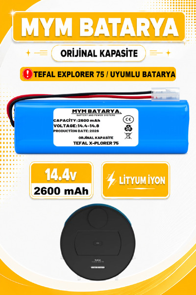 MYM BATARYA Tefal X-plorer Serie 75 Uyumlu Batarya (ORİJİNAL KAPASİTE) 2600ma...
