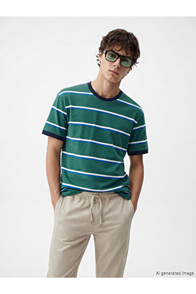 LC Waikiki Zero Roba Collar Striped Men's T-Shirt from Uzg Store for Style En...