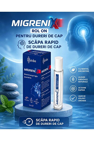 MİGRENİX rol on pentru dureri de cap si migrene 10 ml extract de mentol si eu...