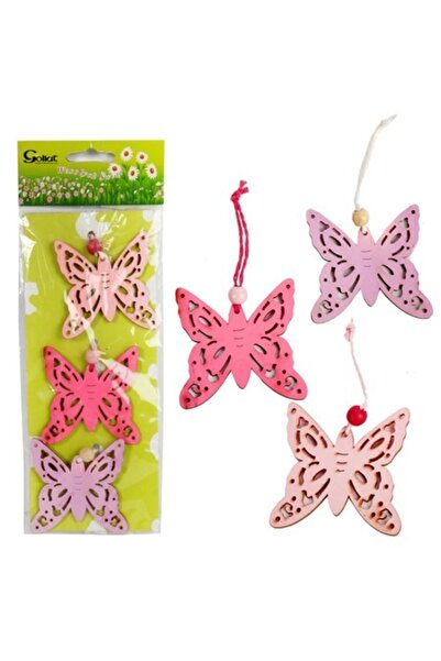 Goliat Set de 3 accesorii decorative, Goliat, din lemn, roz, 6x6cm
