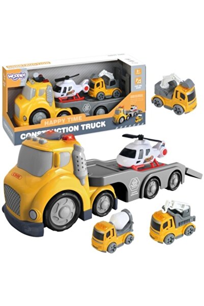 woopie Set auto, Mașină de tractare de construcții, Culoare roșie, cu efecte ...