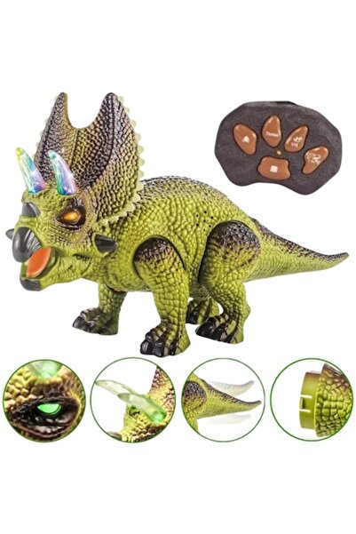 woopie Dinozaur Triceratops cu telecomandă, Woopie, din plastic, cu lumini și...