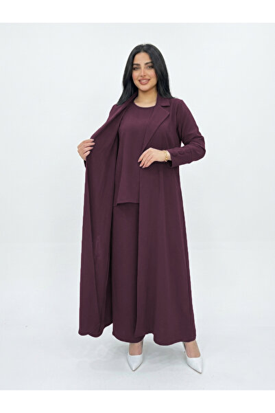 YOU ABAYA 4-Piece Travel Set with Crepe-Coppera Fabric in Burgundy Color