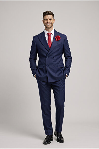 AtlasGiyim Costum bărbătesc slim fit, cu nasturi, cu două rânduri de nasturi ...