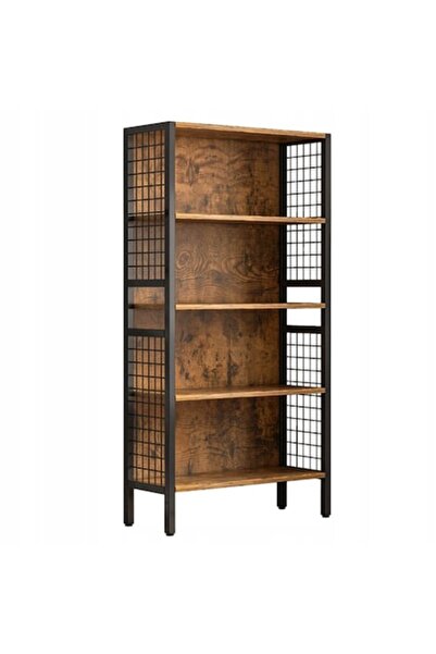 Muvu Bibliotecă cu 4 niveluri, 80x30x180 cm, lemn masiv, Maro