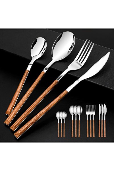 Khazna 16PCS Stainless Steel Flatware, (Service for 4) Cutlery Set with Simul...