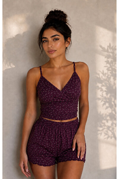 Be Best Women's Burgundy Floral Double Set Be425