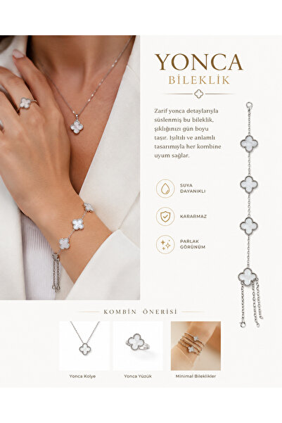 kasımoğulları concept Stainless Steel Clover Detailed Lucky Bracelet – Elegan...