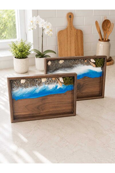 rustikhomedecor Handmade Epoxy Sea-Themed Wooden Presentation Tray Set – Set ...