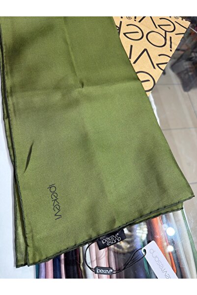 ipekevi Plain Twill Silk Scarf Ottoman Green 01116