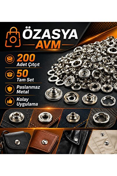 Özasya AVM Yedek 200 adet Paslanmaz Çelik Çıtçıt
