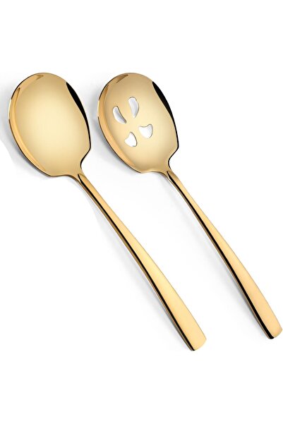 Yelajoy Large Serving Spoons Set Stainless Steel 12 Inch Slotted Spoon and Se...