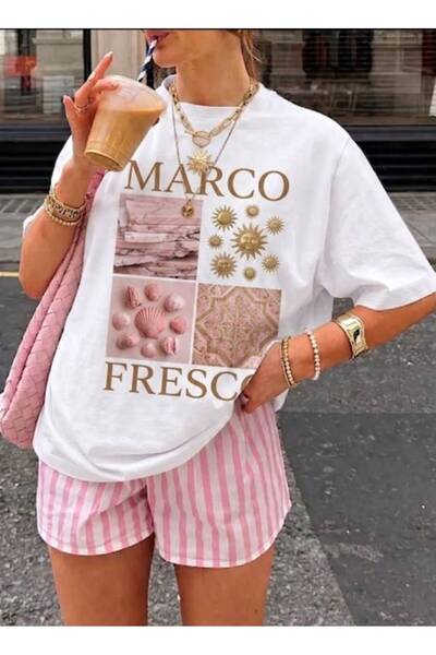 Marco Fresco Written Printed Crew Neck White T-Shirt