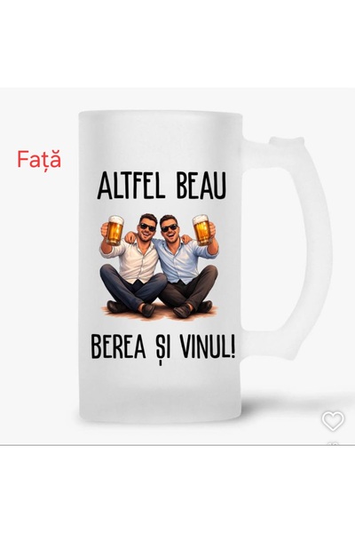 Arka9 Halbă personalizată 500 ml – „Altfel beau berea și vinu', de când nașu-...