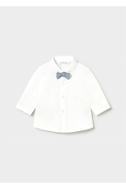 MAYORAL Baby Boy Long Sleeve Shirt with Bow Tie White 1101