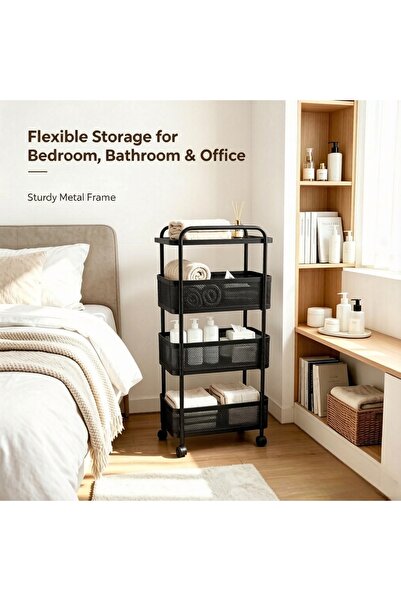 Bleco 4-tier narrow storage rack (35*13*80) cm. Durable and stand-alone desig...
