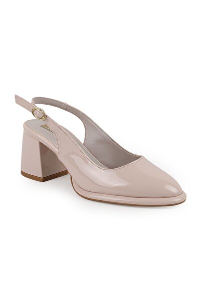 Libero Women's Patent Leather Heeled Shoes Closed Toe Thick Heel Slingback St...