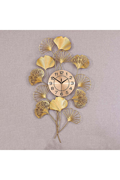 Vivendo Ceas de perete decorativ 76 x 42 cm – design artistic cu frunze metal...