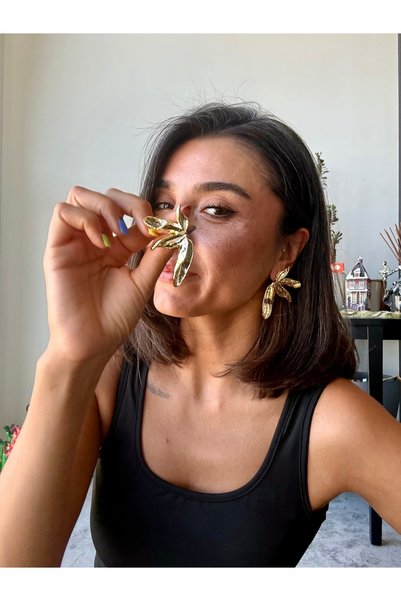 Merishe Jewerly Gold Kırlangıç Antiallergic Non-Tarnish Ultra Light Earrings