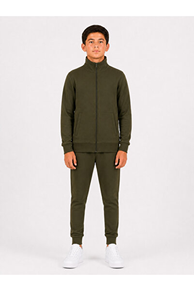Marco Ferry Boy's Cotton Stand Collar Tracksuit Set 26104 - Khaki