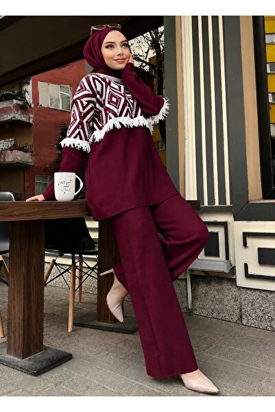 DAĞON'S Tasseled Women's Tunic Knitted Pants Set