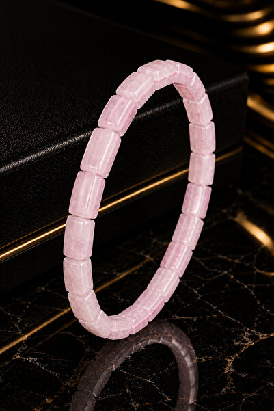 İyyaKee Women's Pink Quartz Natural Stone Bracelet Flexible Design Stone Brac...