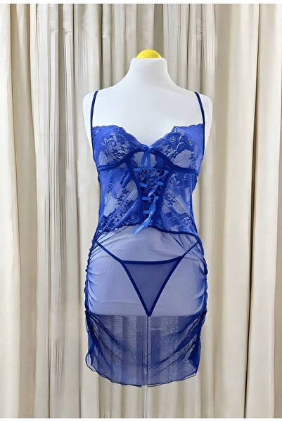 1way Blue lace lingerie set