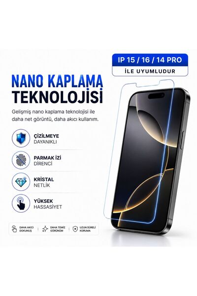 Powerfox Glass Mixed Nano Screen Protector Compatible with iPhone 15/16/14 Pr...