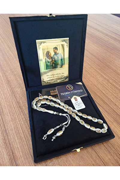 Suat Gümüş ve Tesbih Dünyası Gold-Plated Prayer Beads, Certified Gold Particl...
