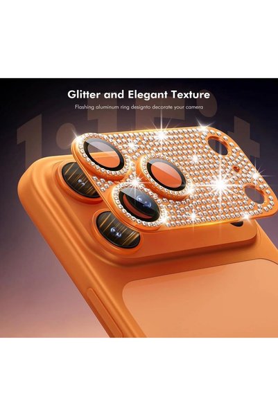 MEKTEK iPhone 17 Pro Max Compatible Full Stone-Coated Ar and Af Feature Camera Glass / Lens Protective Glass
