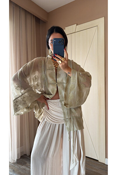 My Blog Kimono brodat cu șireturi din șalvia - 5096