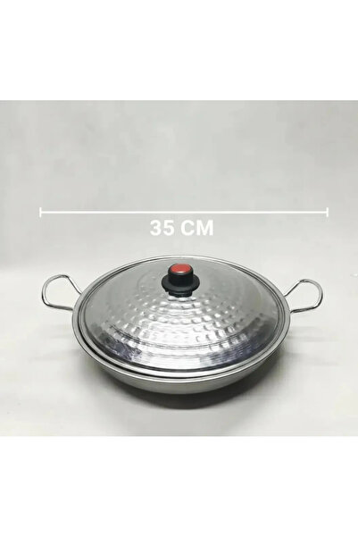 piknik sepeti KROM KAPAKLI KAVURMA SACI (4 farklı boy seçeneği) 35 CM