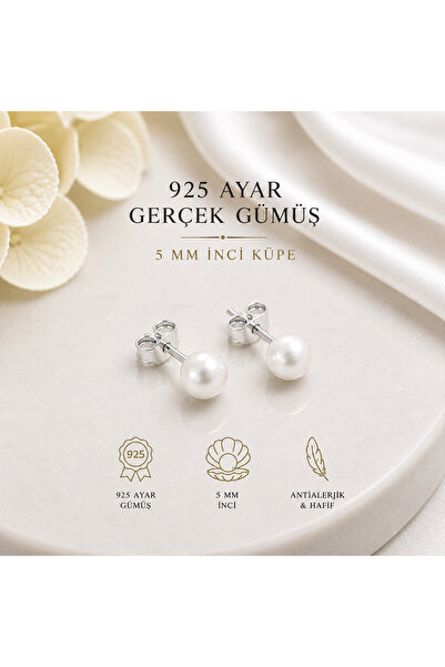 seven kuyumculuk ✨ 925 Ayar Gümüş 5 MM İnci Küpe | Antialerjik Zarif Kadın Kü...