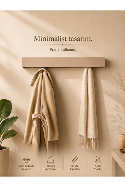 Unisoft Portmanto Metal Duvar Askılığı Elbise Askılığı Vestiyer Askılık Gizli...