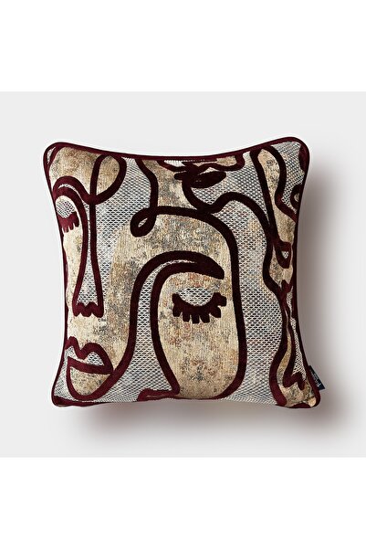 Lidoma Home "Amore" Desenli Kırlent Kılıfı - 45x45 - Bordo