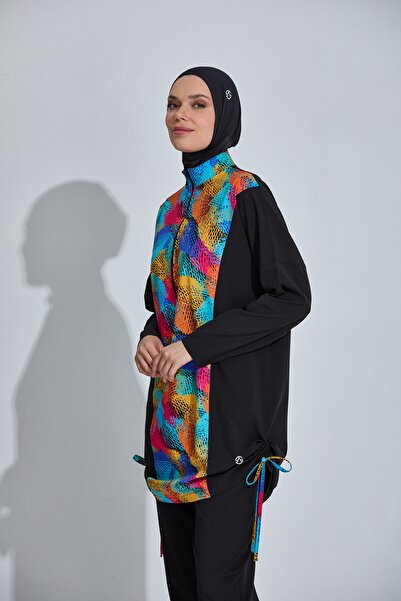allsea Tesettür Mayo Takımı Renkli Desenli 4’lü Set Su İtici Hızlı Kuruyan Es...