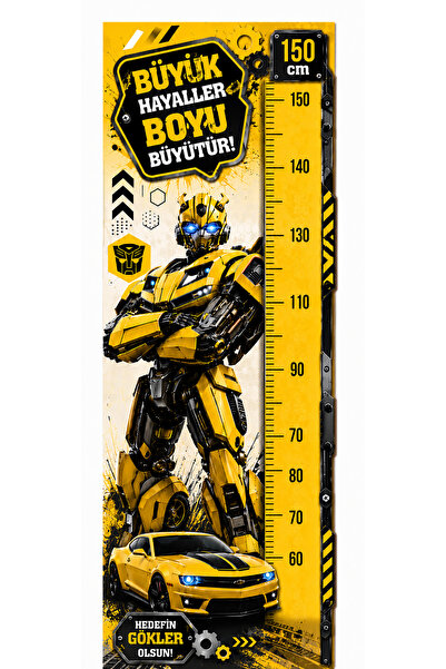 MaisonVelinCo Robot ve Spor Araba Temalı Boy Ölçer Sticker Çocuk Odası Duvar ...
