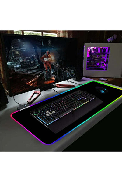 Vivendo Mouse Pad gaming cu iluminare led RGB 80 x 30 negru