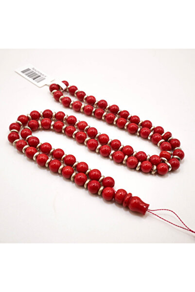 Generic Laser Coral Rosary 66 Beads 6mm Red Prayer Beads with Silver Spacers ...