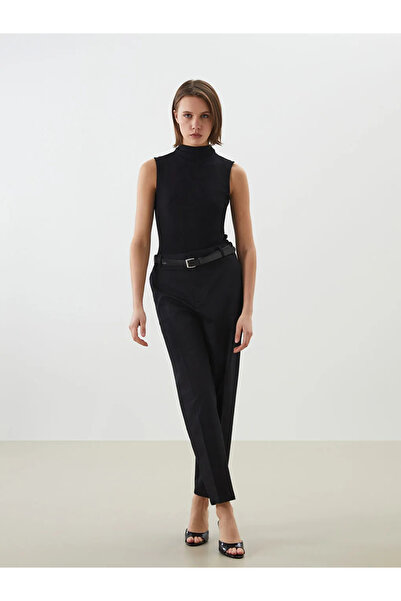 LC Waikiki Black Belted Carrot Cut Women's Trousers