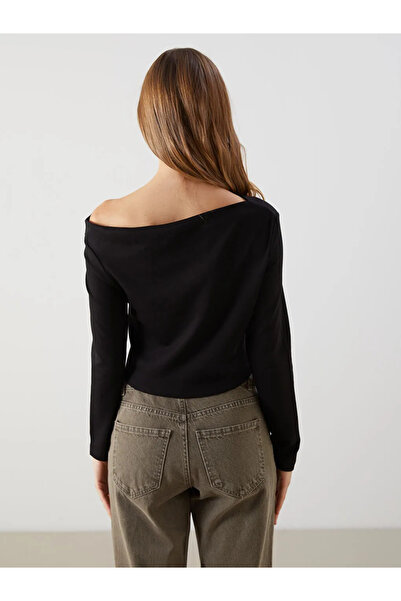 LC Waikiki Black Boat Neck Women's Bodysuit