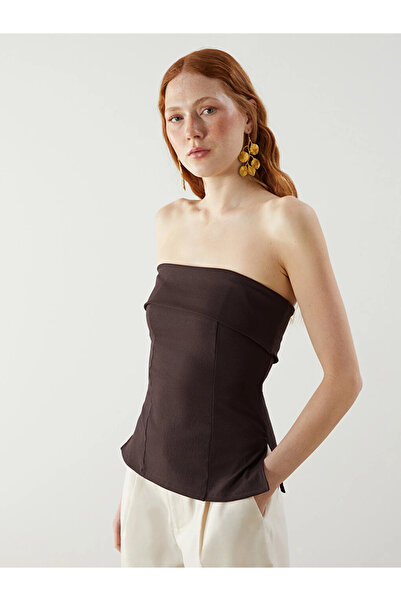 LC Waikiki Brown Strapless Collar Women's Blouse