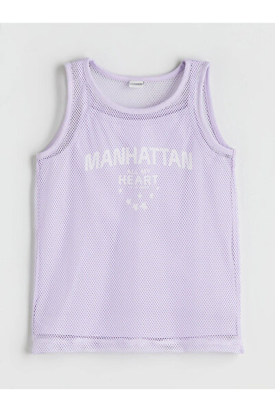 LC Waikiki Lilac Crew Neck Girl's Mesh Undershirt
