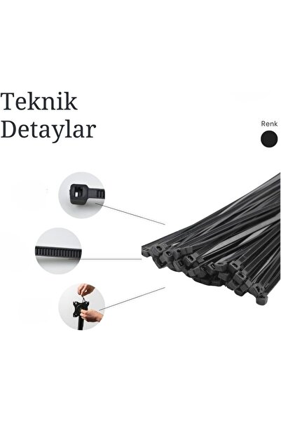 MMinora 100 Adet Kablo Bağı Seti, Amerikan Kelepçesi, Cırt Elektrik Kablo Bağı, Dayanıklı ve Çok Yönlü Kullanım için İdeal, Organizasyon ve Düzenleme (Siyah, 2.5x150mm)