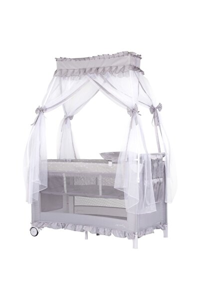 Chipolino Pătuț Pliabil Palace Platinum, Baldachin, 2 Niveluri, Saltea Înfășa...