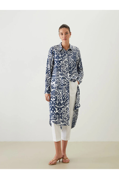 LC Waikiki Blue Patterned Women's Shirt Tunic