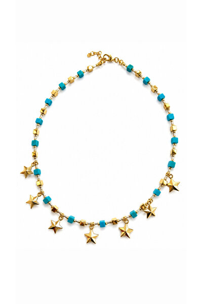 Bo Takı ve Aksesuar Blue Beaded Necklace with Star Charm