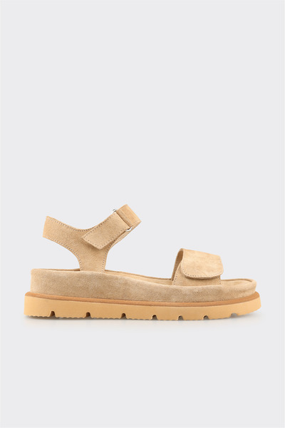 Elle Shoes Bej Deri Kadın Sandalet