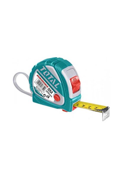 TOTAL Ruletă metalică 8 m x 25 mm, sistem metric și imperial, cu 3 butoane de...