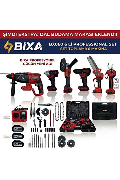 bixa BX060 Kömürsüz Motor 6'lı Set - Akülü Hilti Somun Sıkma Matkap Taşlama T...